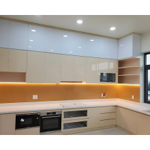 Tủ bếp gỗ Acrylic chữ L hiện đại TB05