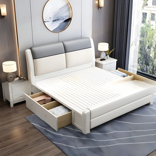 Giường Ngủ Gỗ Sồi Tự Nhiên Cao Cấp, Sang Trọng - GNTN059 - Hình ảnh 5