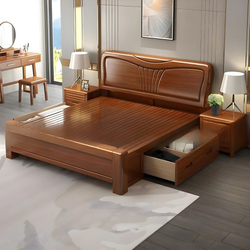 Giường Ngủ Gỗ Sồi Tự Nhiên Cao Cấp, Sang Trọng - GNTN053 - Hình ảnh 2