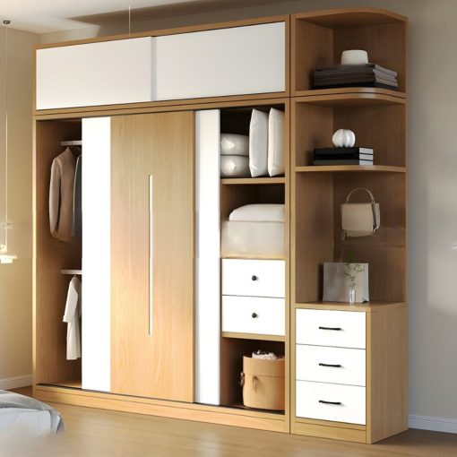 Tủ Quần Áo Cửa Lùa Tone Màu Tươi Sáng Trang Nhã - TAL099 - Hình ảnh 3