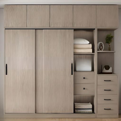 Tủ Quần Áo Cửa Lùa Tone Nâu Sáng Hiện Đại, Bền Bỉ - TAL098
