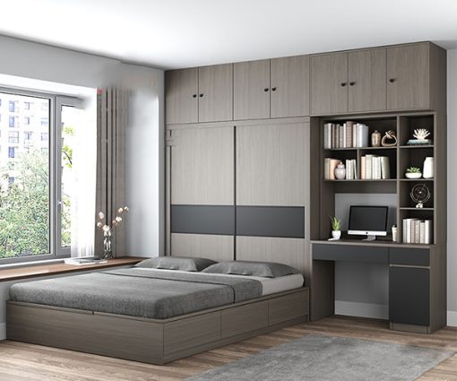 Combo Giường Liền Tủ Kết Hợp Bàn Làm Việc Thiết Kế Hiện Đại